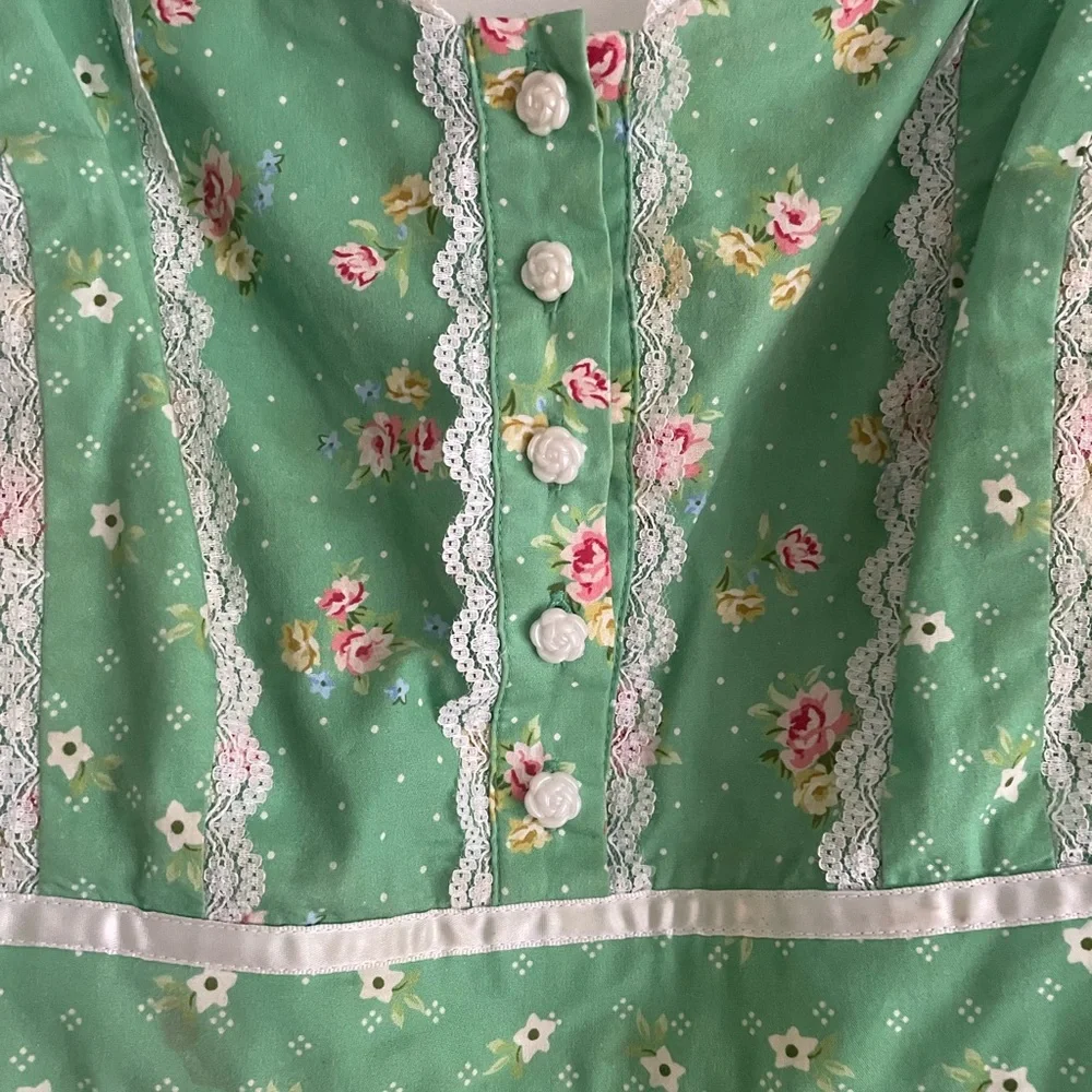 Gunne Sax for ModCloth 2025 Green Floral Sundress 1X - Picture 2 of 5